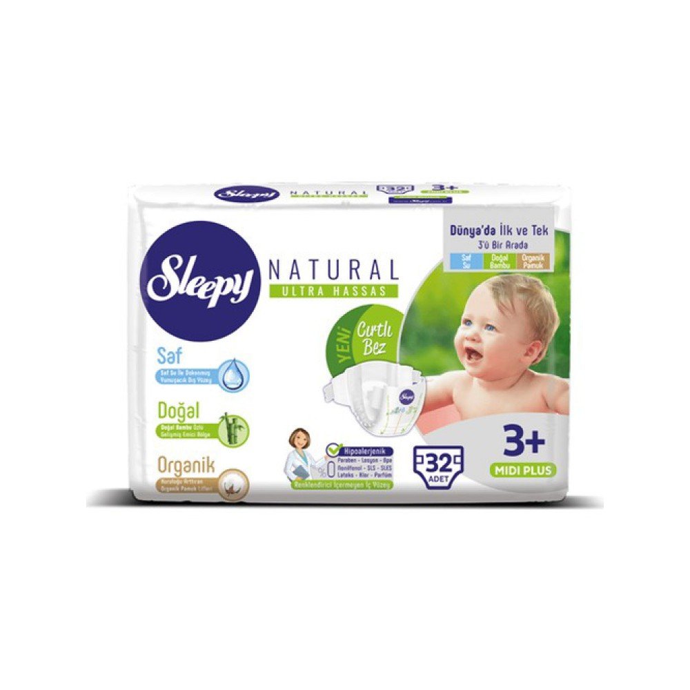 Sleepy Natural Bebek Bezi 3+ Numara Midi Plus Jumbo Paket