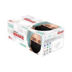 Soly Care Üç Katlı Lastikli Burun Telli Cerrahi Maske 50 Adet Siyah Soly Care Üç Katlı Lastikli Burun Telli Cerrahi Maske 50 Adet Siyah