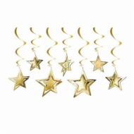 Yıldız Tavan Sarkıt Süs 10 Adet Gold Renk