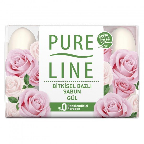 Pure Line Doğal Özler Bitkisel Bazlı Sabun Gül 4 x 70 gr