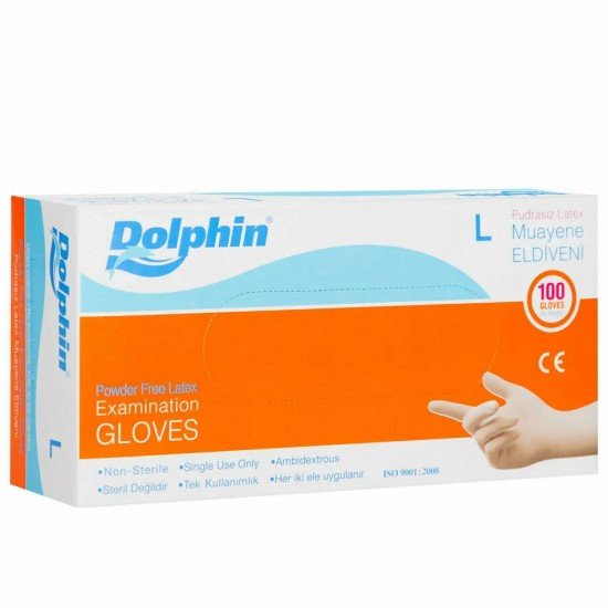 Dolphin Latex Muayene Eldiveni Pudrasız Large 100lü Paket