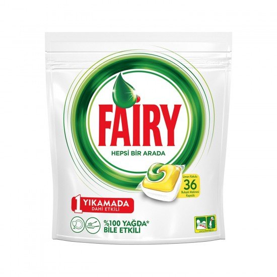 Fairy Hepsi Bir Arada 36 Yıkama Bulaşık Makinesi Deterjanı Kapsülü Limon Kokulu