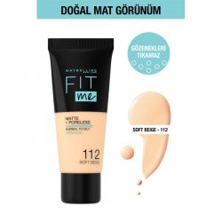 Maybelline Fit Me Matte+Poreless Fondöten – 112 Soft Beige