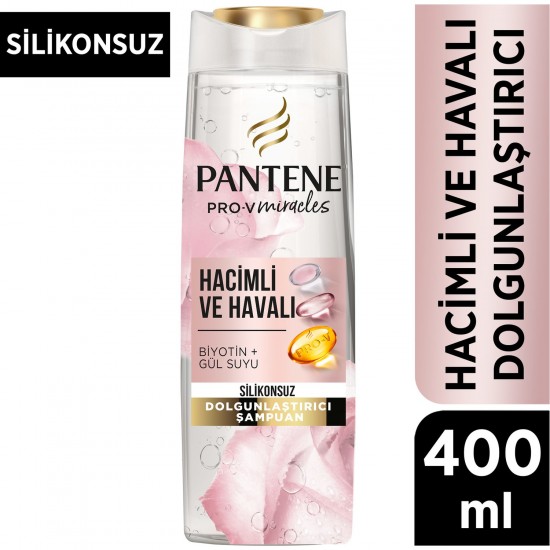 Pantene silikonsuz Hacim Veren Dolgunlaştırıcı Şampuan, Biotin ve Gül Suyu 400 ml