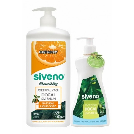 Siveno Portakal Yağlı Doğal 1 Lt Sıvı Sabun + 300 Ml Zeytinyağlı Sıvı Sabun Hediyeli