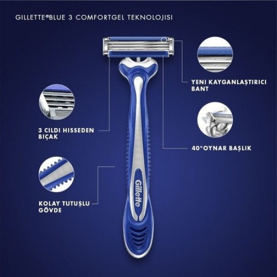 Gillette Blue 3 Comfort Kullan At Tıraş Bıçağı 9+3 12li