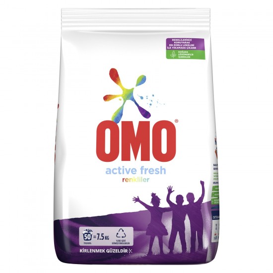 Omo Toz Çamaşır Deterjanı Active Fresh Renkliler 7,5 KG 50 Yıkama