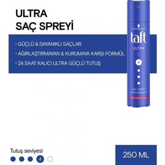 Taft Ultra Güçlü Saç Şekillendirici Sprey No:4 250 ml