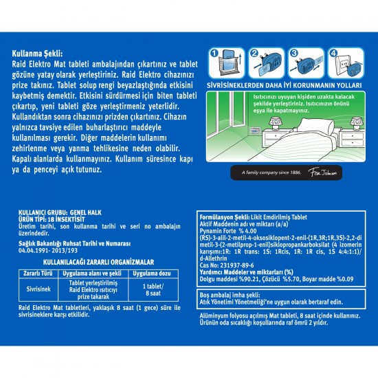 Raid Elektro Makine + 10 Adet Mat Tablet