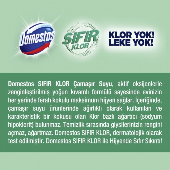 Domestos Yoğun Kıvamlı Çamaşır Suyu Sıfır Klor Orman Ferahlığı Leke Yapmaz 675 Ml
