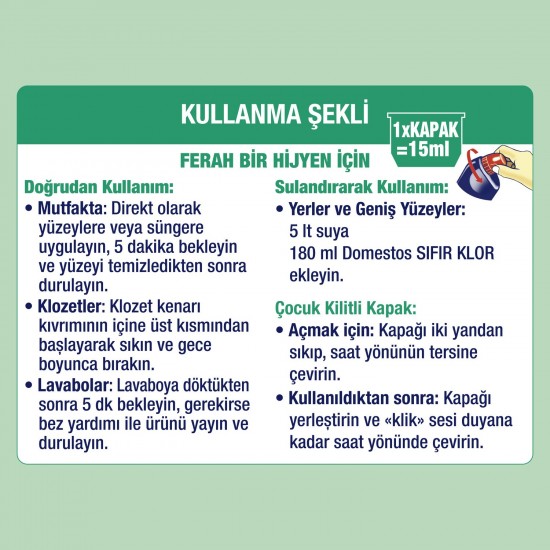 Domestos Yoğun Kıvamlı Çamaşır Suyu Sıfır Klor Orman Ferahlığı Leke Yapmaz 675 Ml