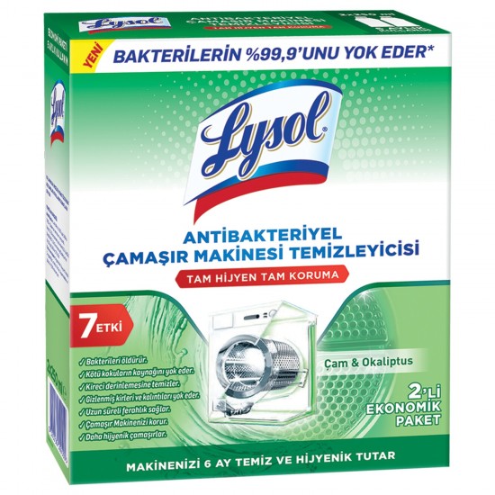 Lysol Antibakteriyel Çamaşır Makinesi Temizleyici Çam ve Okaliptus Ferahlığı 2X250 Ml
