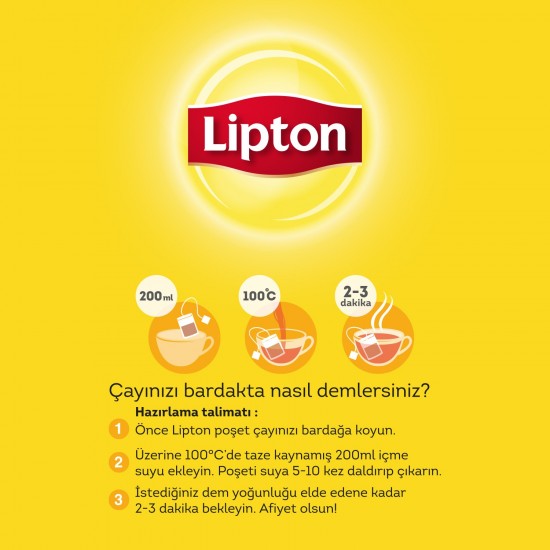 Lipton Yellow Label Süzen Poşey Siyah Çay 100lü