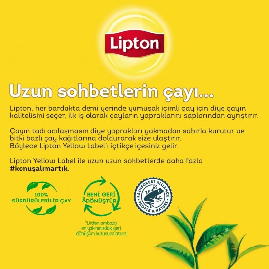 Lipton Yellow Label Süzen Poşey Siyah Çay 100lü