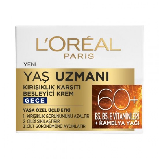 Loreal Paris Yaş Uzmanı 60+ Kırışıklık Karşıtı Besleyici Gece Kremi Loreal Paris Yaş Uzmanı 60+ Kırışıklık Karşıtı Besleyici Gece Kremi