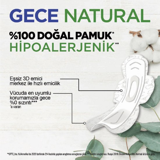 Kotex Natural Hijyenik Ped Ultra Quadro Gece 16 Adet