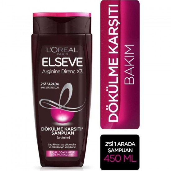 Elseve Arginine Direnç X3 Dökülme Karşıtı Şampuan 2si 1 Arada 450 Ml