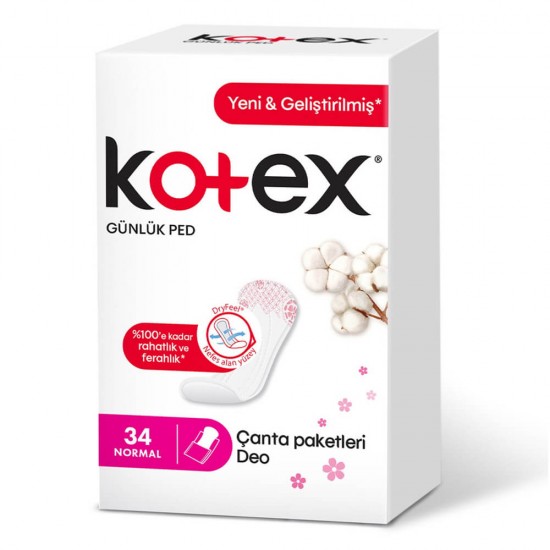 Kotex İnce Parfümsüz Günlük Ped 34lü