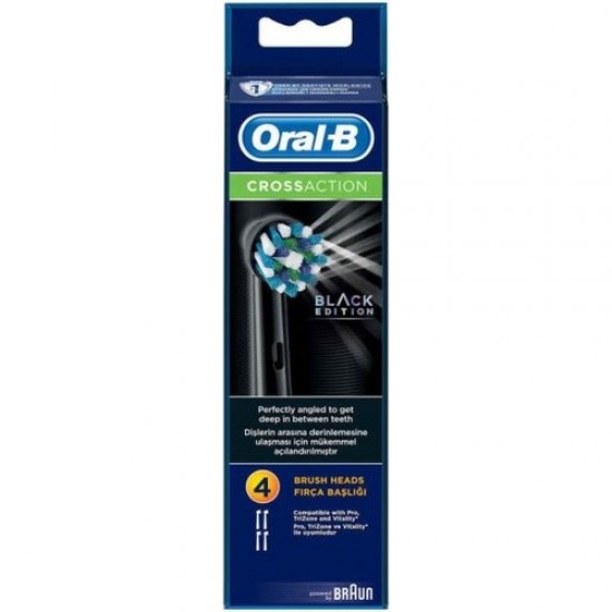 Oral-B Şarjlı Diş Fırçası Yedek Başlığı  Cross Action Siyah 4 Adet