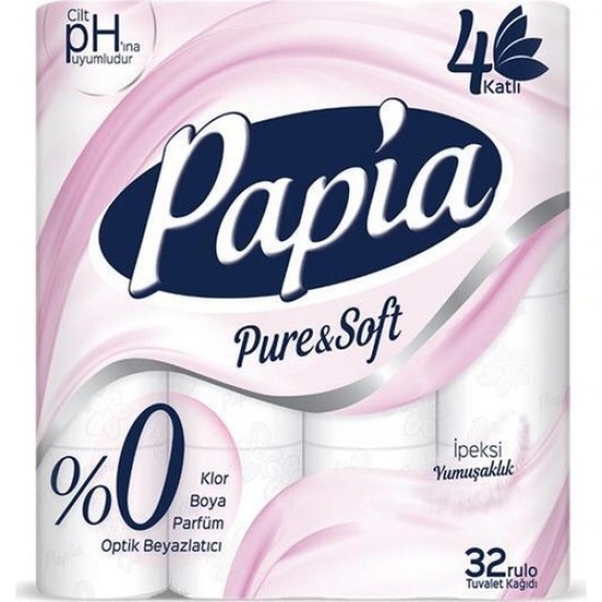 Papia Pure&soft 4 Katlı Tuvalet Kağıdı 32li