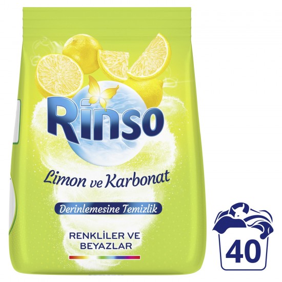 Rinso Toz Çamaşır Deterjanı Renkliler ve Beyazlar İçin Limon ve Karbonat Derinlemesine Temizlik 6 KG 40 Yıkama 1 Adet
