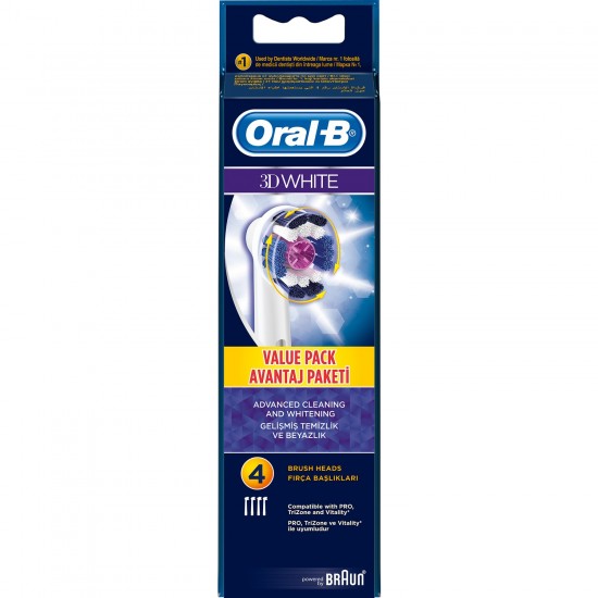 Oral-B 3D White 4lü Şarjlı Diş Fırçası Yedek Başlığı