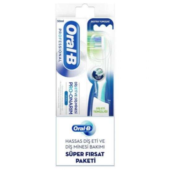 Oral-B Pro Onarım Diş Eti ve Diş Minesi Diş Macunu 50 ml + Diş Eti Temizliği Diş Fırçası