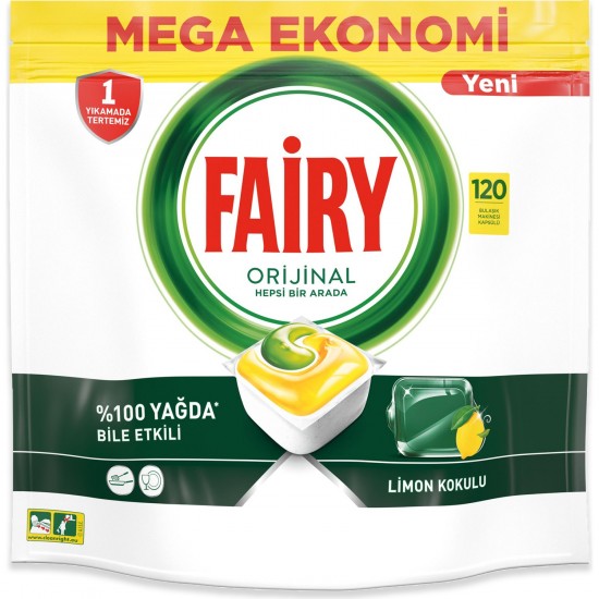 Fairy Hepsi Bir Arada Bulaşık Makinesi Deterjanı Tableti / Kapsülü Limon Kokulu 120 Yıkama