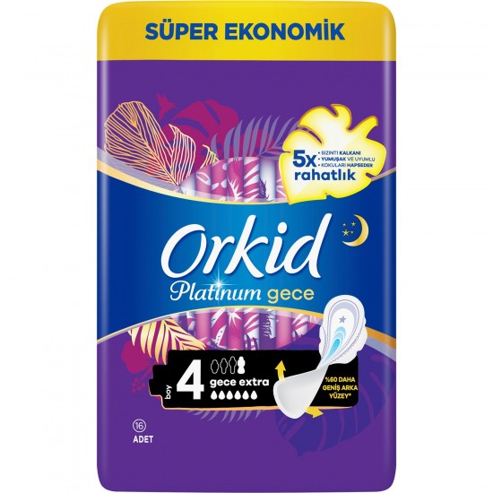 Orkid Platinum Hijyenik Ped Gece Ekstra 16 Adet Süper Ekonomik Paket Orkid Platinum Hijyenik Ped Gece Ekstra 16 Adet Süper Ekonomik Paket