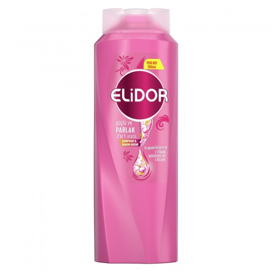 Elidor Superblend 2si 1 Arada Şampuan ve Saç Bakım Kremi Güçlü ve Parlak E Vitamini Makademya Yağı Kolajen 500 ml