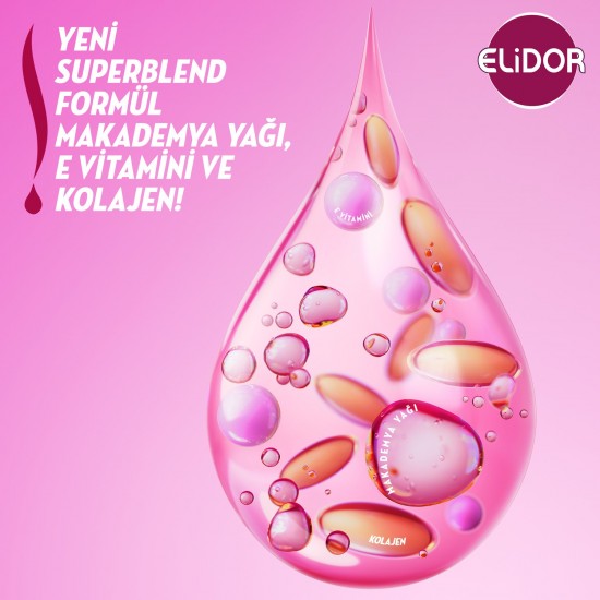 Elidor Superblend 2si 1 Arada Şampuan ve Saç Bakım Kremi Güçlü ve Parlak E Vitamini Makademya Yağı Kolajen 500 ml