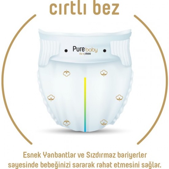 Pure Baby Organik Pamuklu Cırtlı Bez Tekli Paket 5 Numara Junior 40 Adet