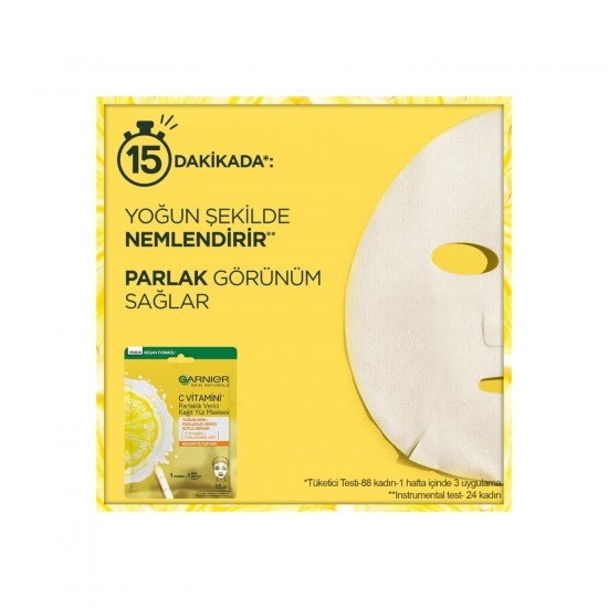 Garnier Skın Naturals Parlaklık Verici Kağıt Yüz Maskesi C Vitamini