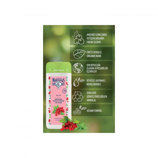 Le Petit Marseillais Organik Frenk Üzümü ve Nane Duş Jeli 400 ml