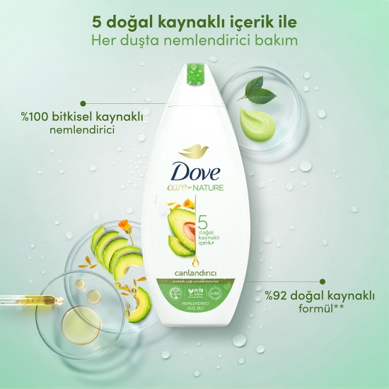 Dove Care By Nature Nemlendirici Duş Jeli Avokado Yağı ve Kalendula Özü Canlandırıcı 500 ml