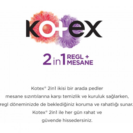 Kotex 2IN1 Regl+Mesane Günlük Ped 22li