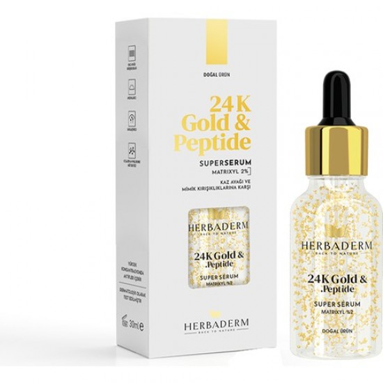Herbaderm Süper Serum (24K Gold&Peptide Matrixyl %2) Mimik ve Kaz Ayağı Karşıtı 30 Ml Herbaderm Süper Serum (24K Gold&Peptide Matrixyl %2) Mimik ve Kaz Ayağı Karşıtı 30 Ml