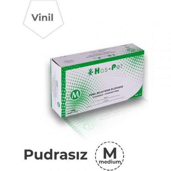 Haspet Beyaz Vinil Pudrasız Eldiven - M