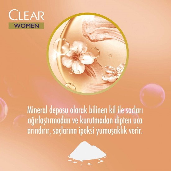 Clear Women Kepeğe Karşı Etkili Şampuan Kil Terapisi Arınmış ve Yumuşak Saçlar 350 ml