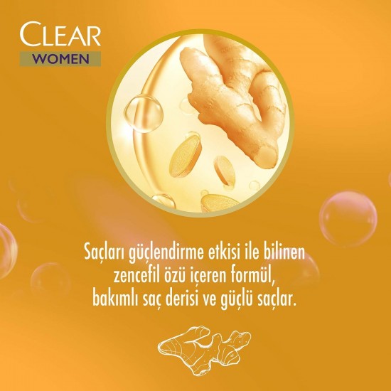 Clear Women Kepeğe Karşı Etkili Şampuan Saç Dökülmesine Karşı Zencefil Özü 350 ml