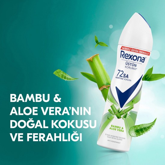 Rexona Kadın Sprey Deodorant Bambu & Aloe Vera 72 Saat Kesintisiz Üstün Koruma  150 Ml