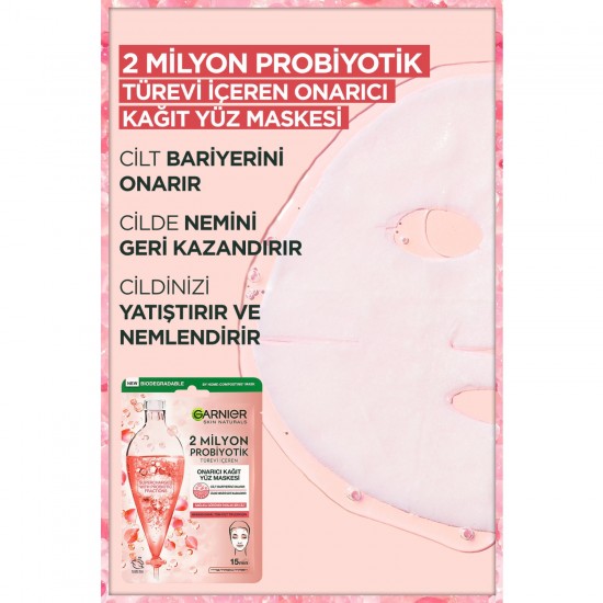 Garnier 2 Milyon Probiyotik Türevi Içeren Onarıcı Kağıt Yüz Maskesi Garnier 2 Milyon Probiyotik Türevi Içeren Onarıcı Kağıt Yüz Maskesi