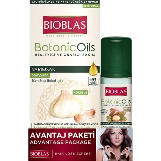 Bioblas Sarımsak Şampuan 360 ml - Argan Yağı Sıvı Saç Kremi 200 ml