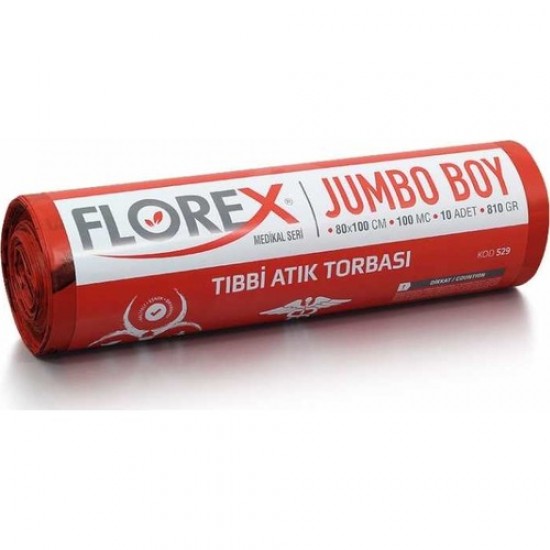 Florex Tıbbi Atık Çöp Poşeti 80x110 813 GR 10 Rulo