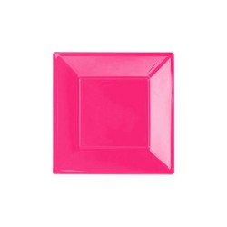 Kikajoy Plastik Kare Tabak Şeker Pembe 17cm 8'li Kikajoy Plastik Kare Tabak Şeker Pembe 17cm 8'li