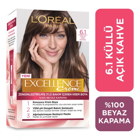 L'Oréal Paris Excellence Creme Saç Boyası - 6.1 Küllü Açık Kahve