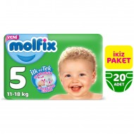 Molfix Bebek Bezi 5 Beden Junior İkiz Paket 20 Adet Molfix Bebek Bezi 5 Beden Junior İkiz Paket 20 Adet
