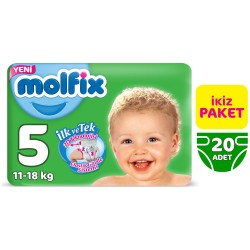 Molfix Bebek Bezi 5 Beden Junior İkiz Paket 20 Adet