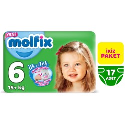 Molfix Bebek Bezi 6 Beden Ekstra Large İkiz Paket 17 Adet Molfix Bebek Bezi 6 Beden Ekstra Large İkiz Paket 17 Adet