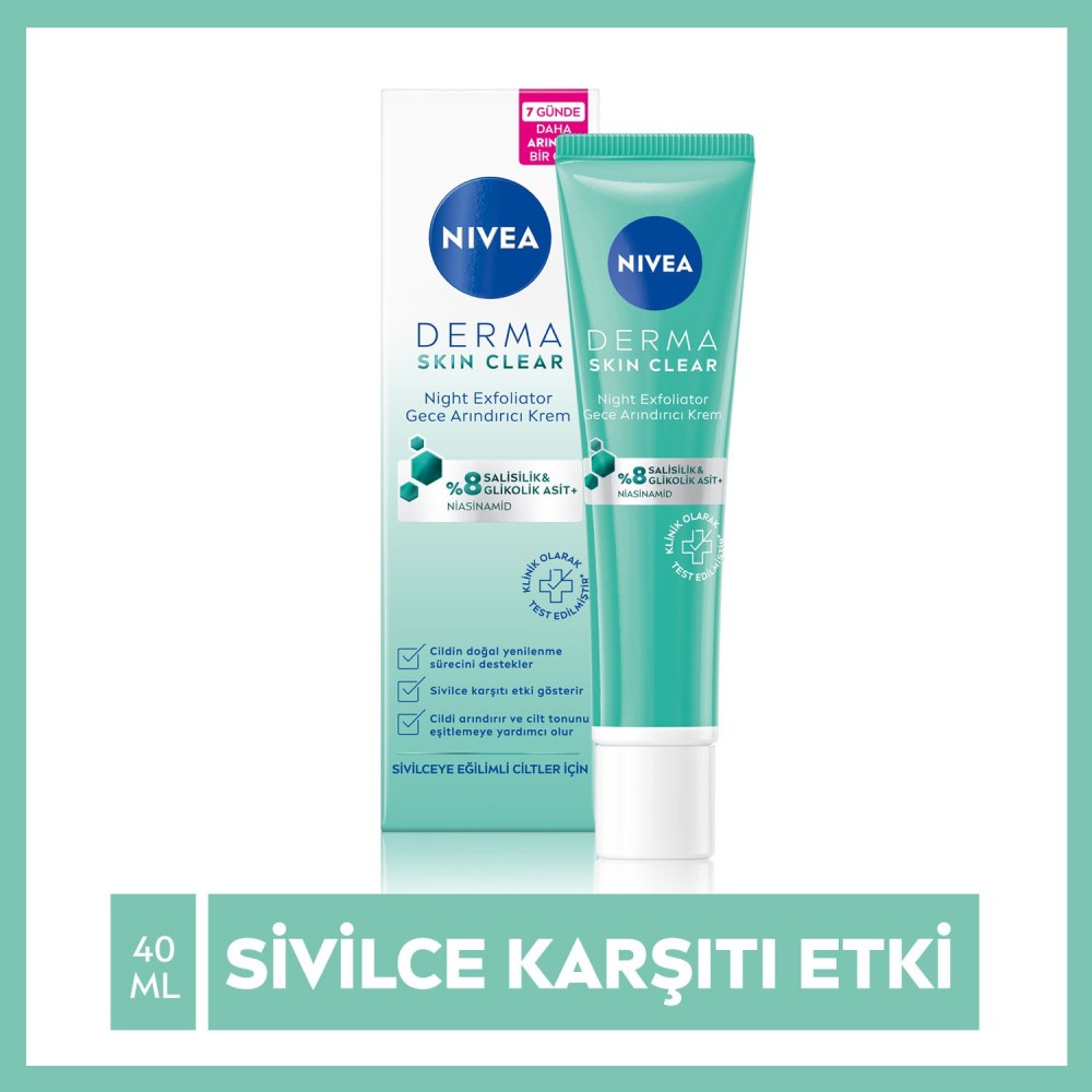 Nivea Derma Skin Clear Night Exfoliator Gece Arındırıcı Krem 40 Ml 8
